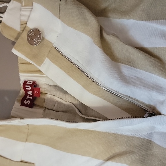 NWT STAUD Zuma Striped Linen Cotton Straight-Leg Fringe Trousers - Picture 7 of 10